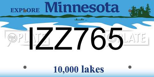 IZZ765 Minnesota License Plate