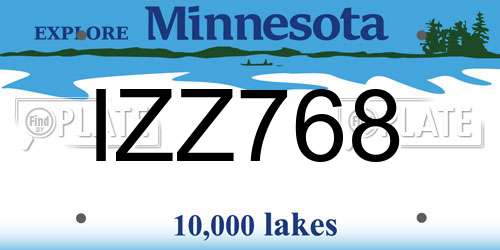 IZZ768 Minnesota License Plate