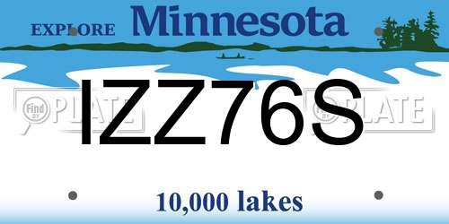 IZZ76S Minnesota License Plate