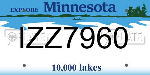 IZZ7960 Minnesota License Plate