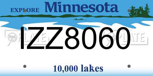 IZZ8060 Minnesota License Plate