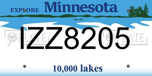 IZZ8205 Minnesota License Plate