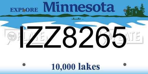 IZZ8265 Minnesota License Plate