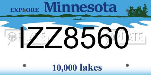 IZZ8560 Minnesota License Plate