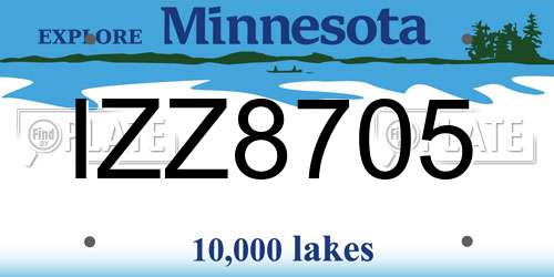 IZZ8705 Minnesota License Plate