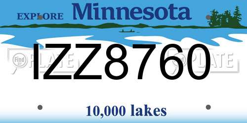 IZZ8760 Minnesota License Plate