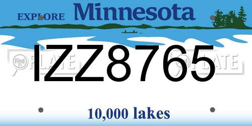 IZZ8765 Minnesota License Plate