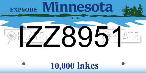 IZZ8951 Minnesota License Plate
