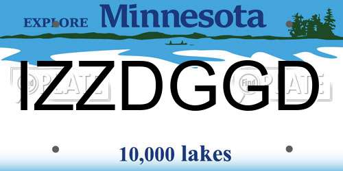 IZZDGGD Minnesota License Plate