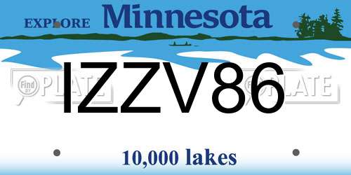 IZZV86 Minnesota License Plate