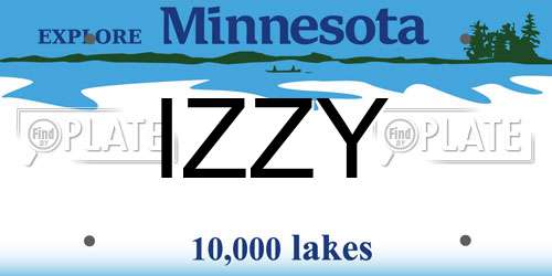 IZZY Minnesota License Plate