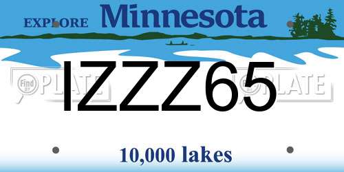 IZZZ65 Minnesota License Plate