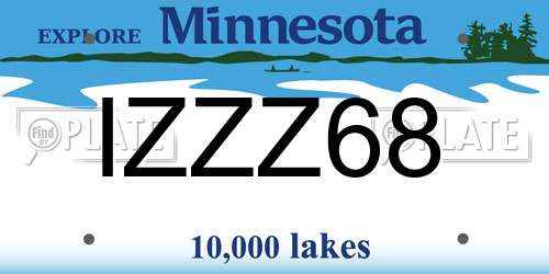 IZZZ68 Minnesota License Plate