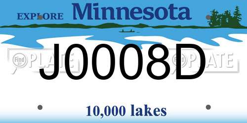 J0008D Minnesota License Plate