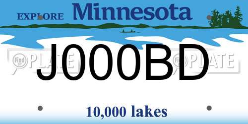 J000BD Minnesota License Plate