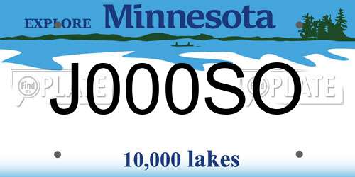 J000SO Minnesota License Plate