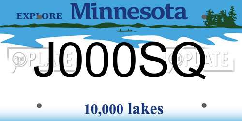 J000SQ Minnesota License Plate