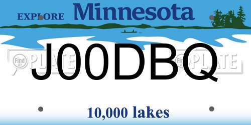 J00DBQ Minnesota License Plate