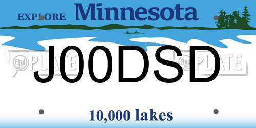 J00DSD Minnesota License Plate