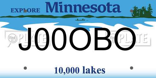 J00OBO Minnesota License Plate