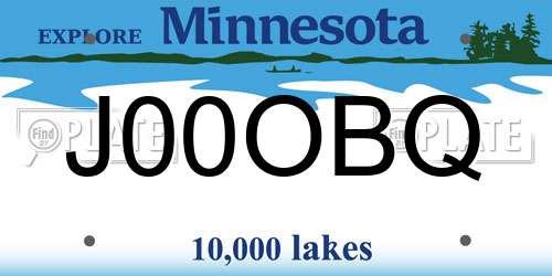 J00OBQ Minnesota License Plate