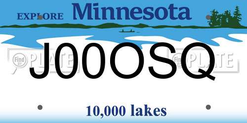 J00OSQ Minnesota License Plate