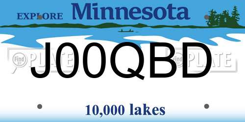 J00QBD Minnesota License Plate