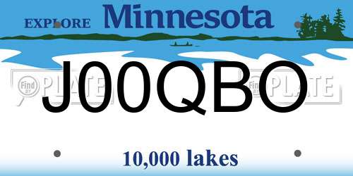 J00QBO Minnesota License Plate