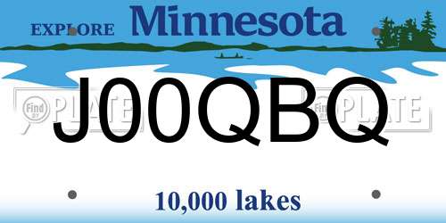 J00QBQ Minnesota License Plate