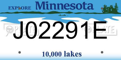 J02291E Minnesota License Plate