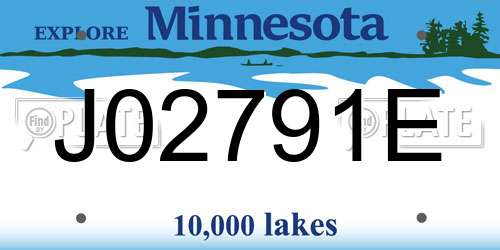 J02791E Minnesota License Plate