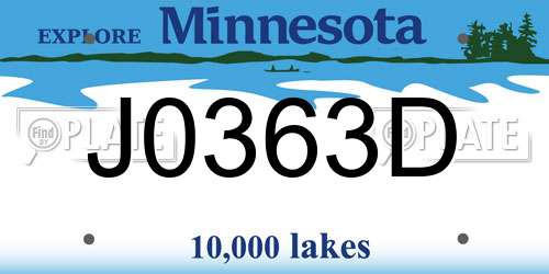J0363D Minnesota License Plate