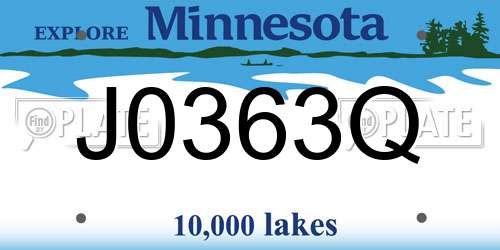 J0363Q Minnesota License Plate