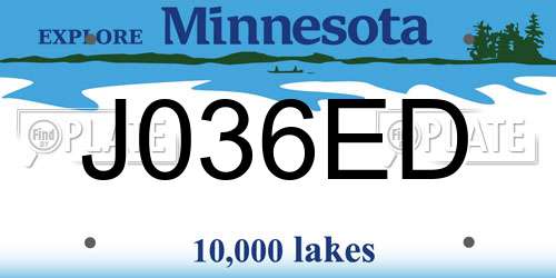 J036ED Minnesota License Plate