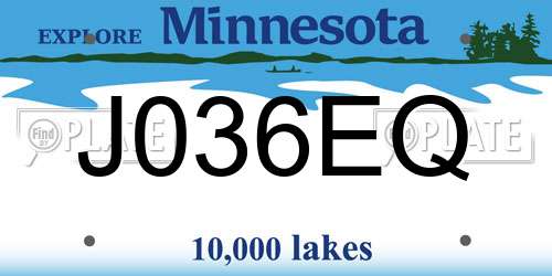 J036EQ Minnesota License Plate