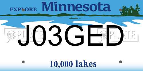 J03GED Minnesota License Plate