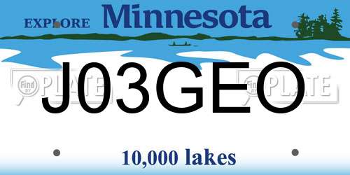 J03GEO Minnesota License Plate