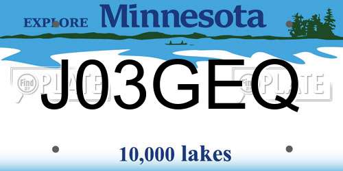 J03GEQ Minnesota License Plate