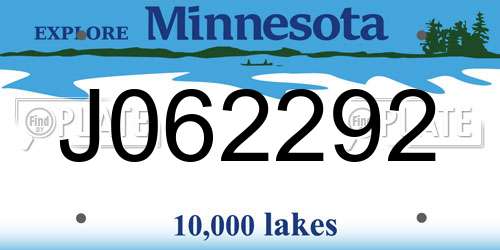 J062292 Minnesota License Plate