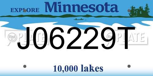J06229T Minnesota License Plate