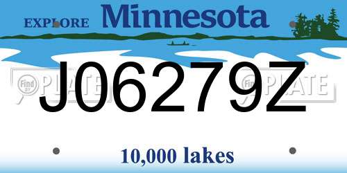 J06279Z Minnesota License Plate