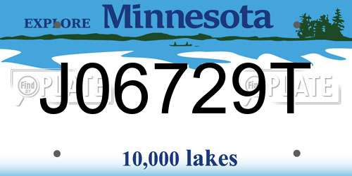 J06729T Minnesota License Plate