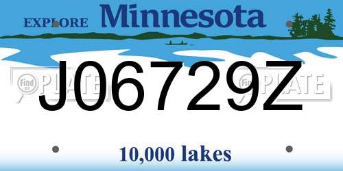 J06729Z Minnesota License Plate