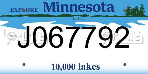 J067792 Minnesota License Plate