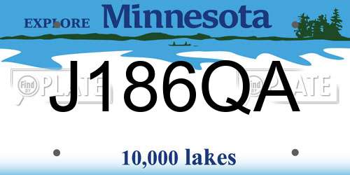 J186QA Minnesota License Plate