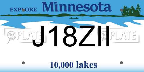 J18ZII Minnesota License Plate