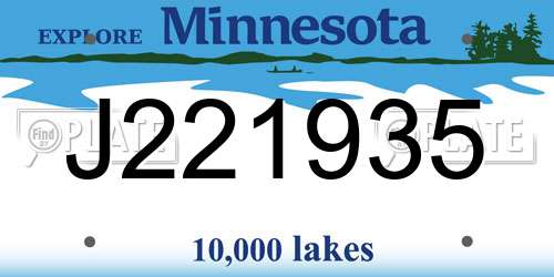 J221935 Minnesota License Plate