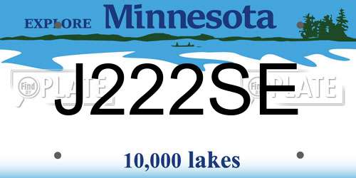 J222SE Minnesota License Plate