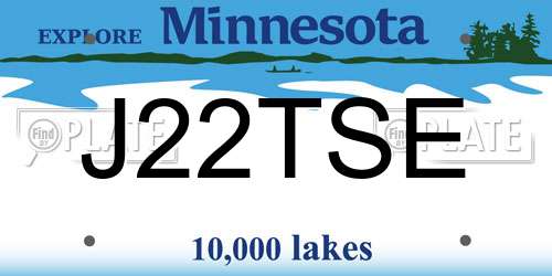 J22TSE Minnesota License Plate
