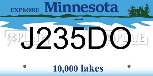 J235DO Minnesota License Plate